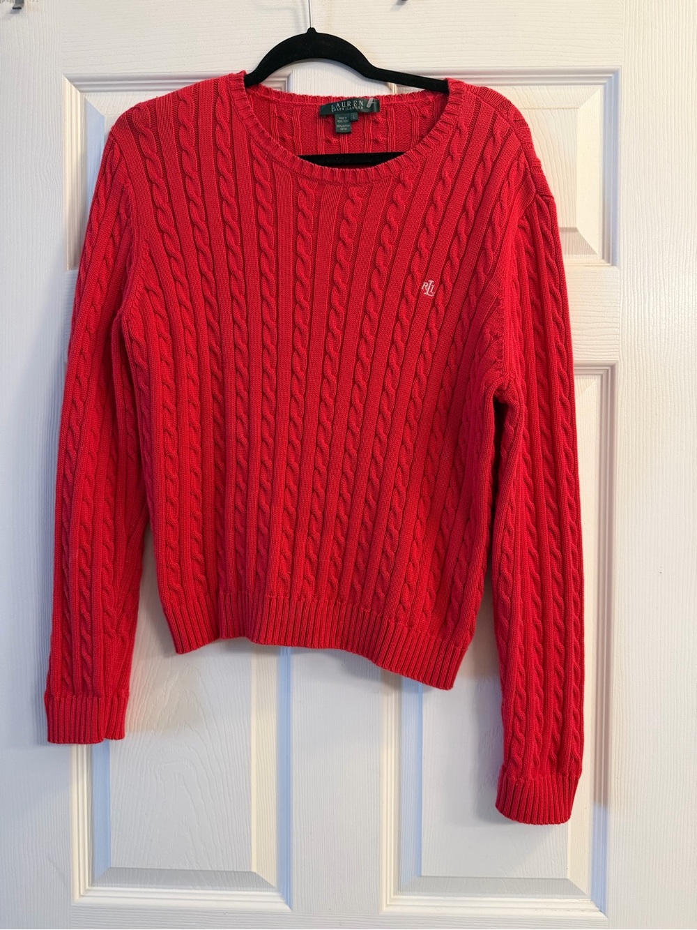 Lauren Ralph Lauren Red Cable-Knit Crewneck Sweater